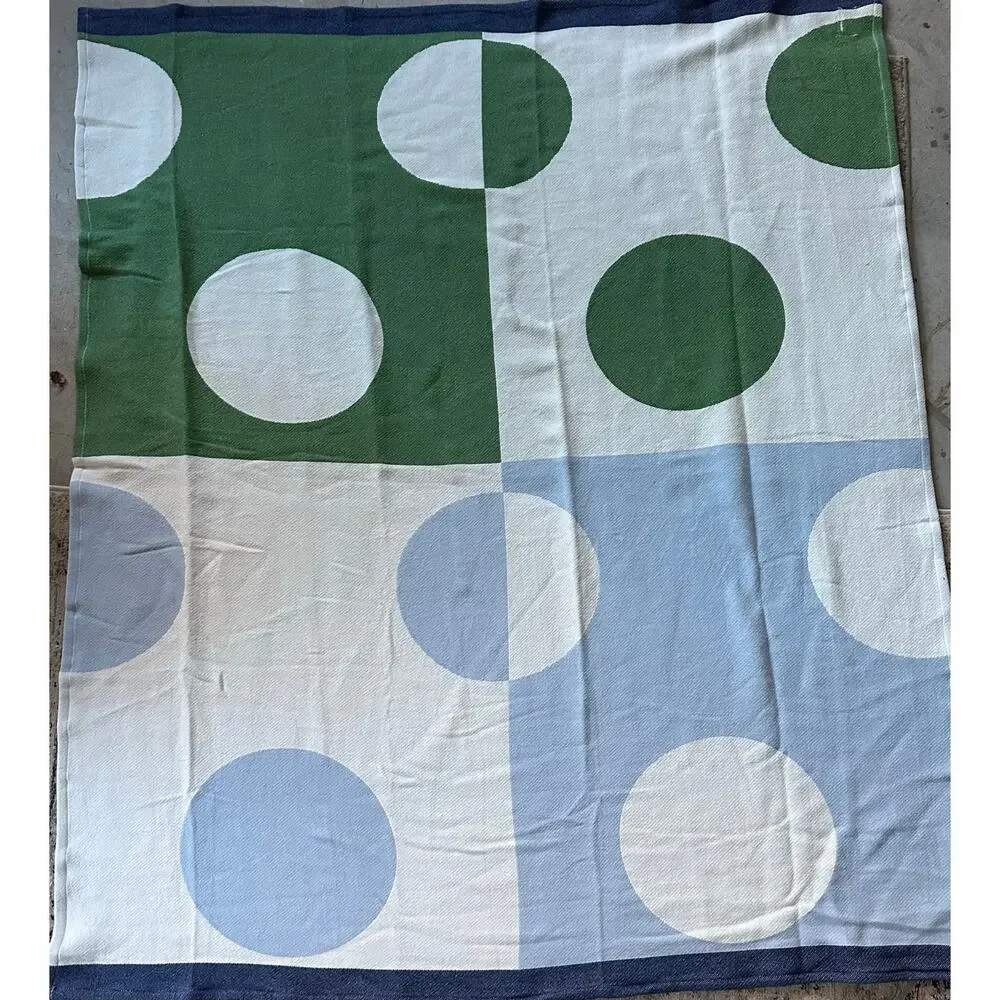 Kate Spade New York Polka Dot Throw Blanket Green/Blue cotton green blue white